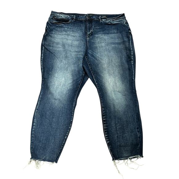JUDY BLUE denim stonewashed distressed thrashed shredded blue jeans plus sz 24W - Picture 1 of 8